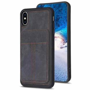 For iPhone X / XS BF28 Frosted Card Bag Phone Case with Holder(Black)