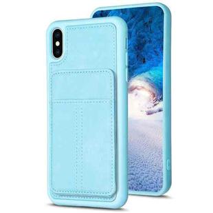 For iPhone X / XS BF28 Frosted Card Bag Phone Case with Holder(Blue)