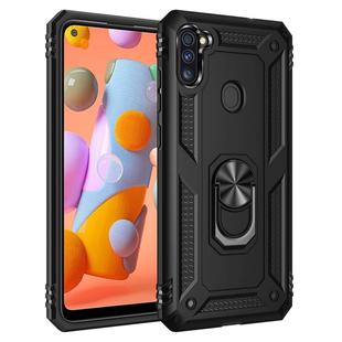 For Samsung Galaxy A11 (US Version) Shockproof TPU + PC Protective Case with 360 Degree Rotating Holder(Black)