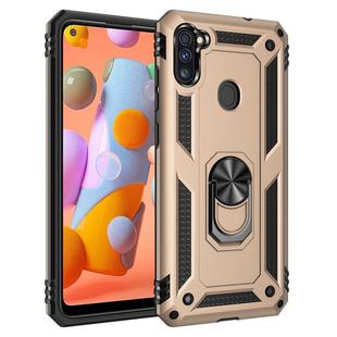 For Samsung Galaxy A11 (US Version) Shockproof TPU + PC Protective Case with 360 Degree Rotating Holder(Gold)