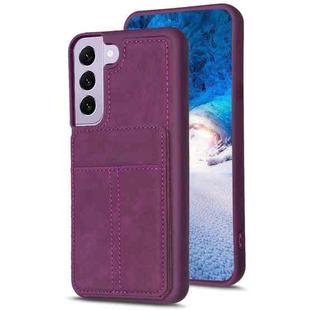 For Samsung Galaxy S22+ 5G BF28 Frosted Card Bag Phone Case with Holder(Dark Purple)