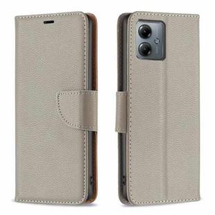 For Motorola Moto G14 4G Litchi Texture Pure Color Flip Leather Phone Case(Grey)