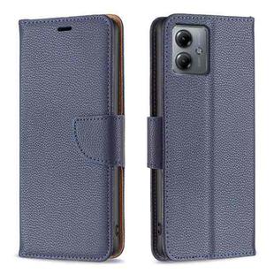 For Motorola Moto G14 4G Litchi Texture Pure Color Flip Leather Phone Case(Blue)