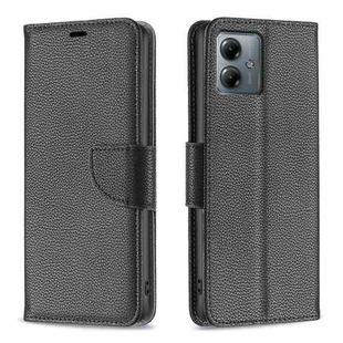 For Motorola Moto G14 4G Litchi Texture Pure Color Flip Leather Phone Case(Black)