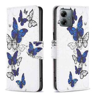 For Motorola Moto G14 4G Colored Drawing Pattern Leather Phone Case(Butterflies)