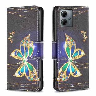 For Motorola Moto G14 4G Colored Drawing Pattern Leather Phone Case(Big Butterfly)