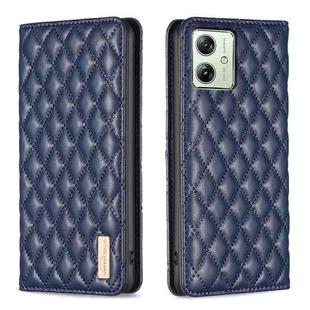 For Motorola Moto G54 5G EU Edition Diamond Lattice Magnetic Leather Flip Phone Case(Blue)