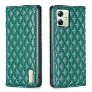 For Motorola Moto G54 5G EU Edition Diamond Lattice Magnetic Leather Flip Phone Case(Green)