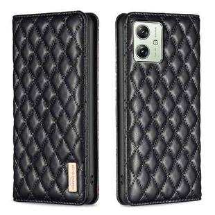 For Motorola Moto G54 5G EU Edition Diamond Lattice Magnetic Leather Flip Phone Case(Black)