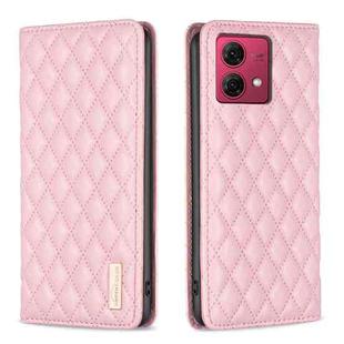 For Motorola Moto G84 Diamond Lattice Magnetic Leather Flip Phone Case(Pink)