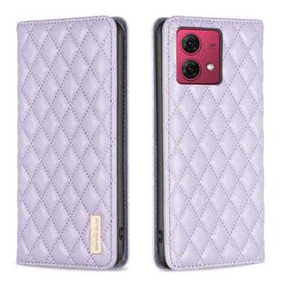 For Motorola Moto G84 Diamond Lattice Magnetic Leather Flip Phone Case(Purple)