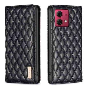 For Motorola Moto G84 Diamond Lattice Magnetic Leather Flip Phone Case(Black)