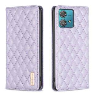 For Motorola Edge 40 Neo Diamond Lattice Magnetic Leather Flip Phone Case(Purple)