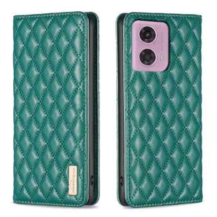 For Motorola Moto G34 5G Diamond Lattice Magnetic Leather Flip Phone Case(Green)