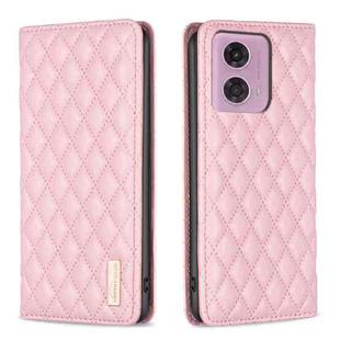 For Motorola Moto G34 5G Diamond Lattice Magnetic Leather Flip Phone Case(Pink)