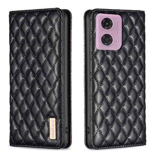 For Motorola Moto G34 5G Diamond Lattice Magnetic Leather Flip Phone Case(Black)