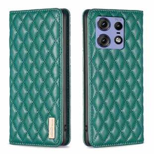 For Motorola Edge 50 Pro 5G Diamond Lattice Magnetic Leather Flip Phone Case(Green)