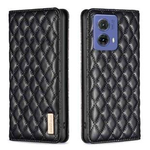 For Motorola Moto G85 Diamond Lattice Magnetic Leather Flip Phone Case(Black)