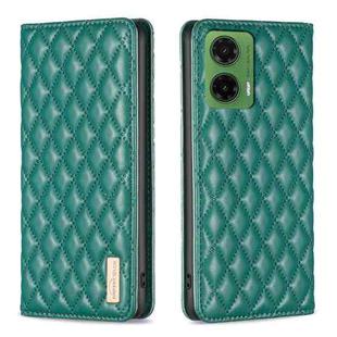 For Motorola Moto G35 Diamond Lattice Magnetic Leather Flip Phone Case(Green)