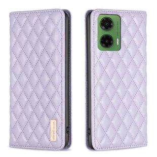 For Motorola Moto G35 Diamond Lattice Magnetic Leather Flip Phone Case(Purple)