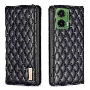 For Motorola Moto G35 Diamond Lattice Magnetic Leather Flip Phone Case(Black)