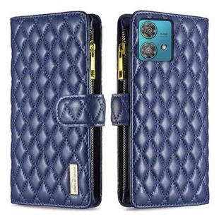 For Motorola Edge 40 Neo Diamond Lattice Zipper Wallet Leather Flip Phone Case(Blue)