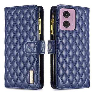 For Motorola Moto G34 5G / G45 5G Diamond Lattice Zipper Wallet Leather Flip Phone Case(Blue)