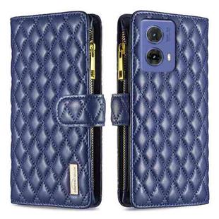 For Motorola Moto G85 Diamond Lattice Zipper Wallet Leather Flip Phone Case(Blue)