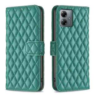 For Motorola Moto G14 4G Diamond Lattice Wallet Flip Leather Phone Case(Green)