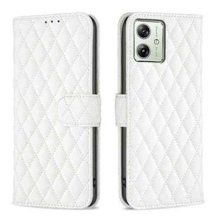 For Motorola Moto G54 5G EU Edition Diamond Lattice Wallet Flip Leather Phone Case(White)