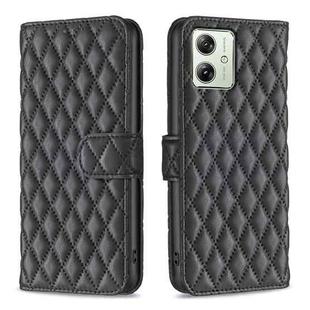 For Motorola Moto G54 5G EU Edition Diamond Lattice Wallet Flip Leather Phone Case(Black)