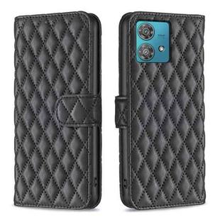 For Motorola Edge 40 Neo Diamond Lattice Wallet Flip Leather Phone Case(Black)