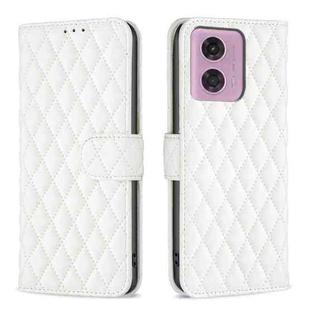 For Motorola Moto G24 / E14 / G04 Diamond Lattice Wallet Flip Leather Phone Case(White)