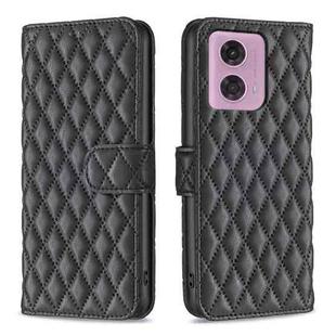 For Motorola Moto G24 / E14 / G04 Diamond Lattice Wallet Flip Leather Phone Case(Black)