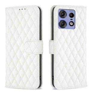 For Motorola Edge 50 Pro 5G Diamond Lattice Wallet Flip Leather Phone Case(White)