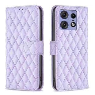 For Motorola Edge 50 Pro 5G Diamond Lattice Wallet Flip Leather Phone Case(Purple)