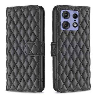 For Motorola Edge 50 Pro 5G Diamond Lattice Wallet Flip Leather Phone Case(Black)