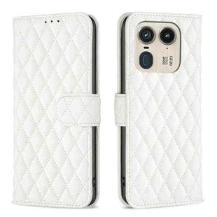 For Motorola Edge 50 Ultra Diamond Lattice Wallet Flip Leather Phone Case(White)