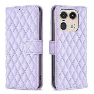 For Motorola Edge 50 Ultra Diamond Lattice Wallet Flip Leather Phone Case(Purple)
