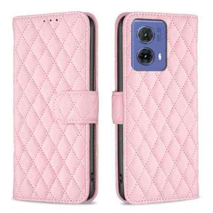 For Motorola Moto G85 Diamond Lattice Wallet Flip Leather Phone Case(Pink)