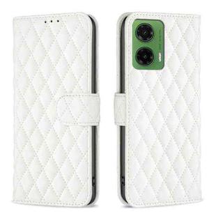 For Motorola Moto G35 Diamond Lattice Wallet Flip Leather Phone Case(White)