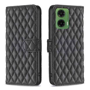 For Motorola Moto G35 Diamond Lattice Wallet Flip Leather Phone Case(Black)