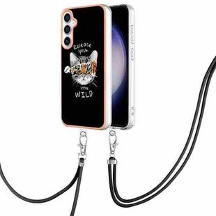 For Samsung Galaxy S23 FE 5G Electroplating Dual-side IMD Phone Case with Lanyard(Natural Growth)