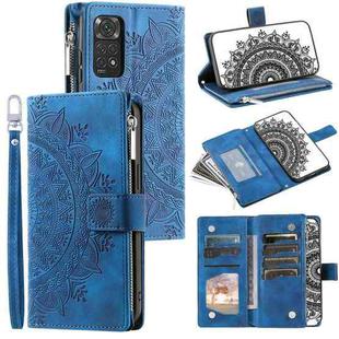 For Xiaomi Redmi Note 11 Pro 4G/5G Global Multi-Card Totem Zipper Leather Phone Case(Blue)