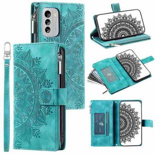 For Nokia G60 Multi-Card Totem Zipper Leather Phone Case(Green)