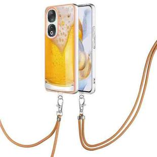 For Honor 90 Electroplating Dual-side IMD Phone Case with Lanyard(Draft Beer)