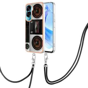 For Honor 90 Lite 5G Electroplating Dual-side IMD Phone Case with Lanyard(Retro Radio)