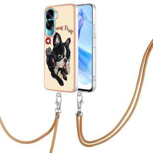 For Honor 90 Lite 5G Electroplating Dual-side IMD Phone Case with Lanyard(Lucky Dog)
