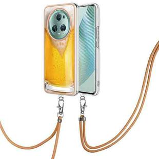 For Honor Magic5 Pro Electroplating Dual-side IMD Phone Case with Lanyard(Draft Beer)