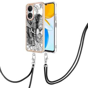 For Honor X7 Electroplating Dual-side IMD Phone Case with Lanyard(Totem Elephant)